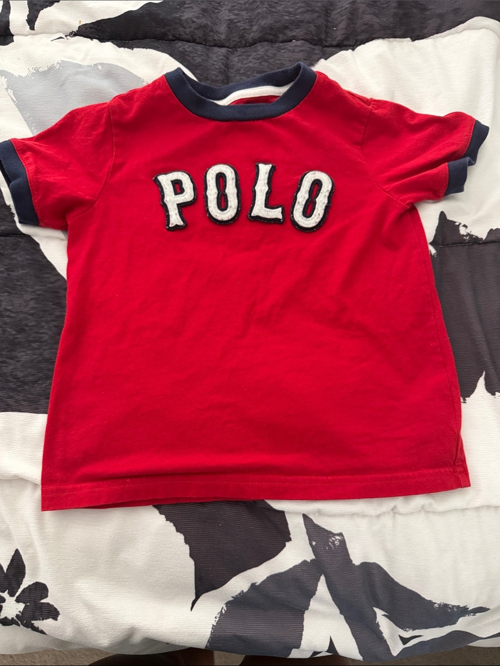 Polo by Ralph Lauren Red Tee with Navy Trim and Embroidered Logo